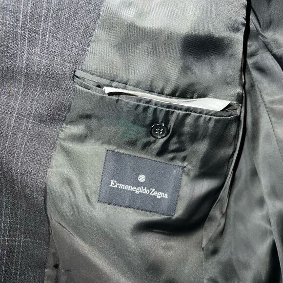 Ermenegildo Zegna Men’s Suit Jacket Blazer 42L Gray Plaid Three Button Wool Ital - Picture 5 of 5